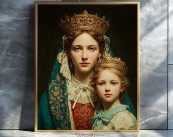 The Most Blessed Virgin Mary and Baby Jesus Custom Digital Oil Painting ...