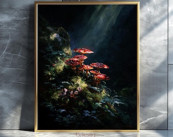 Mushroom Cottagecore Print: Botanical Witchy Forest Art (Digital Download)