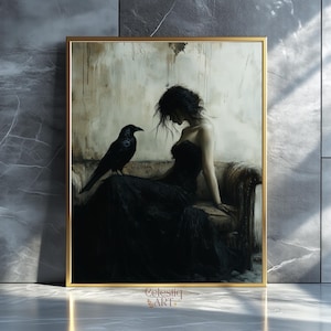 Gothic Princess, Artful Raven Art, Dark Romance, Gothic Beauty Printable Fine Art, Gothic Oil Painting Print, Moody Victorian Art, Dark Goth