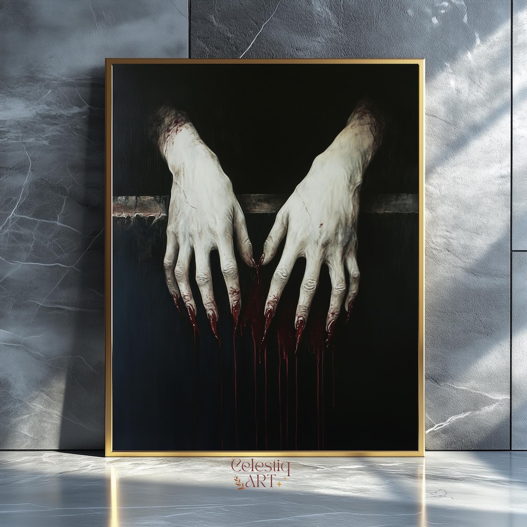 Dracula Clawed Hands Gothic Print: Dark Vampire Art Digital