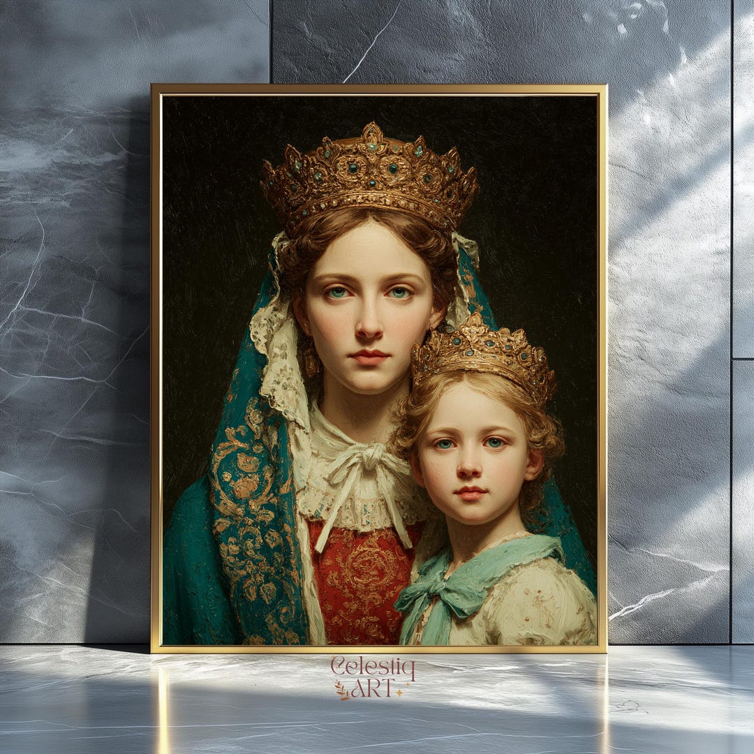 Virgin Mary and Baby Jesus Digital Oil Painting: Catholic Christian Art ...