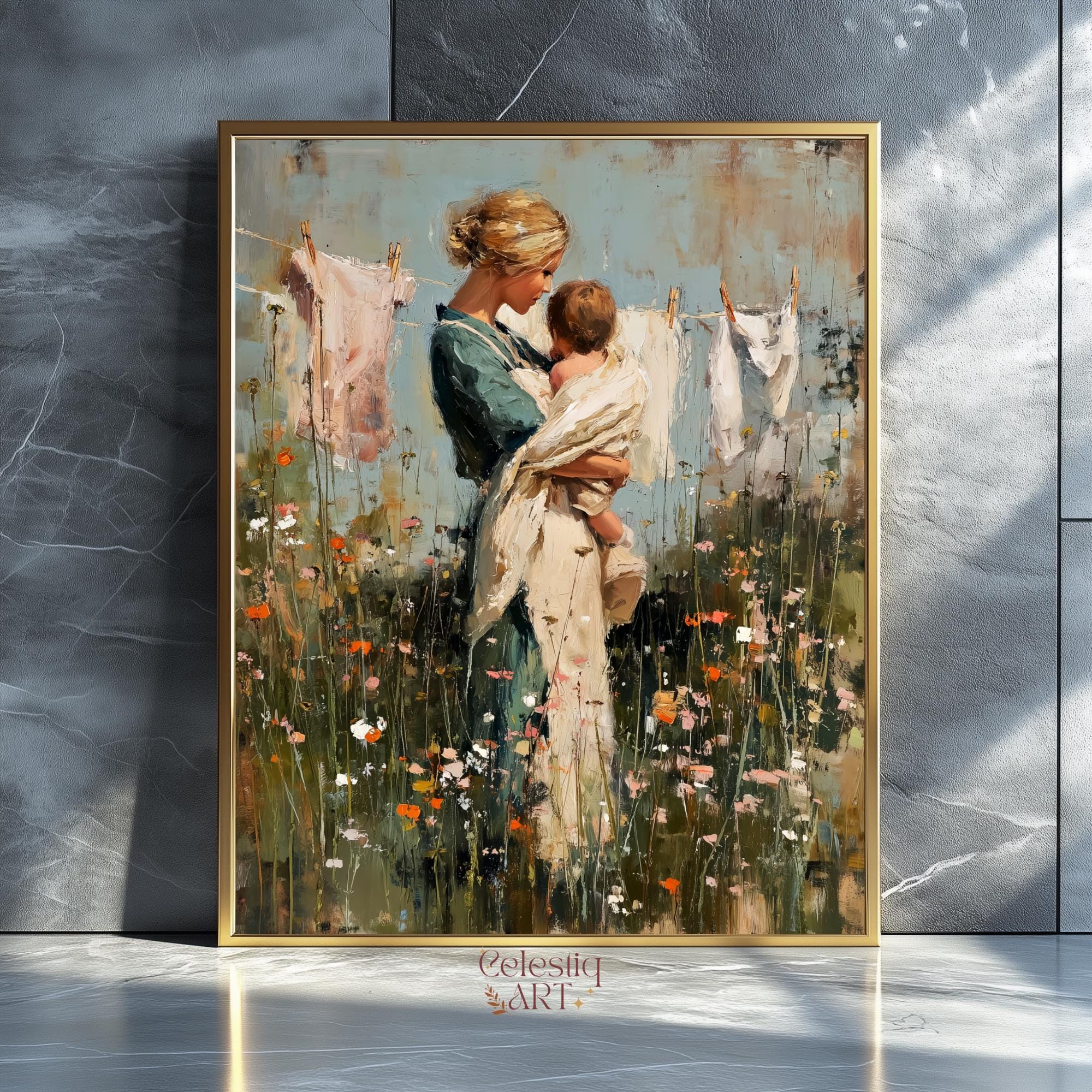 イソ Motherhood Print Cottagecore Painting Mothers Day Print
