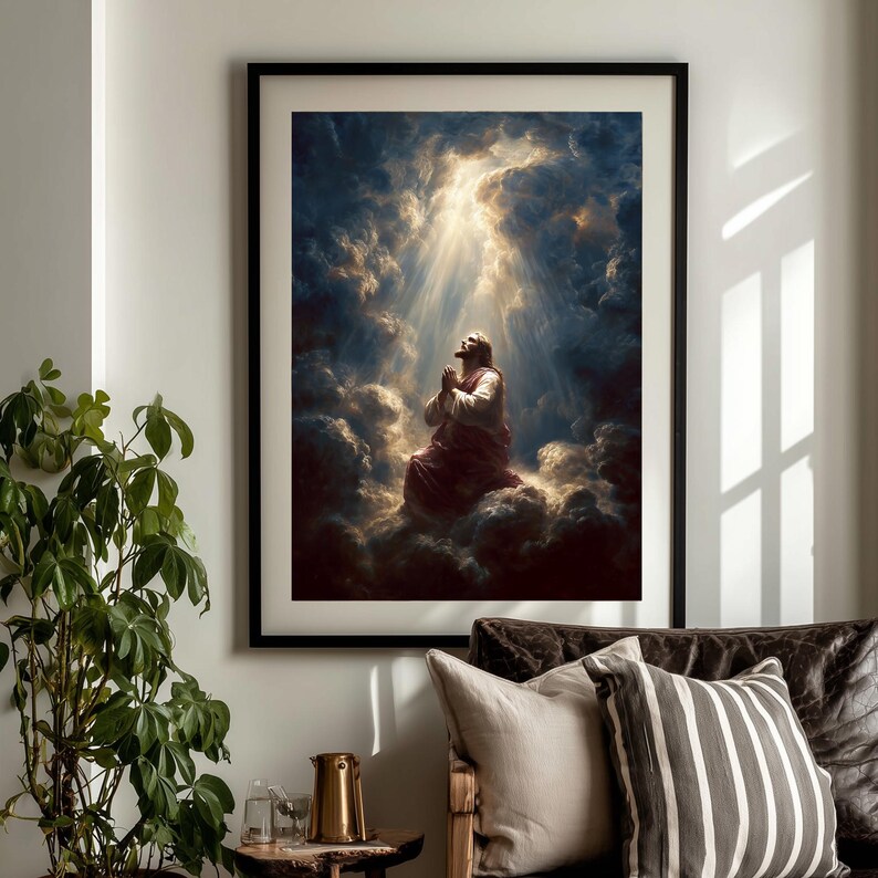 Jesus Praying Wall Art, Christian Printable Painting, Bible Art Print ...