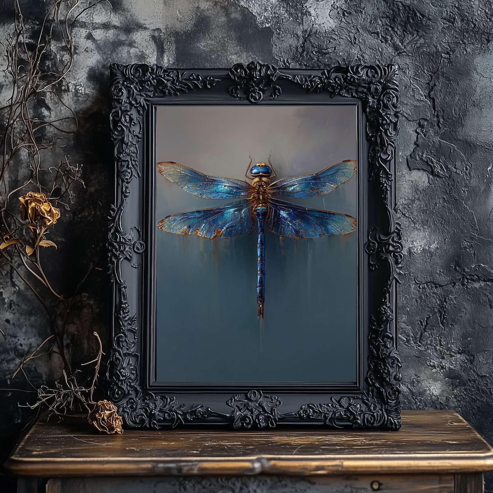 Blue Dragonfly Art Print: Vintage Insect Illustration Digital Download ...
