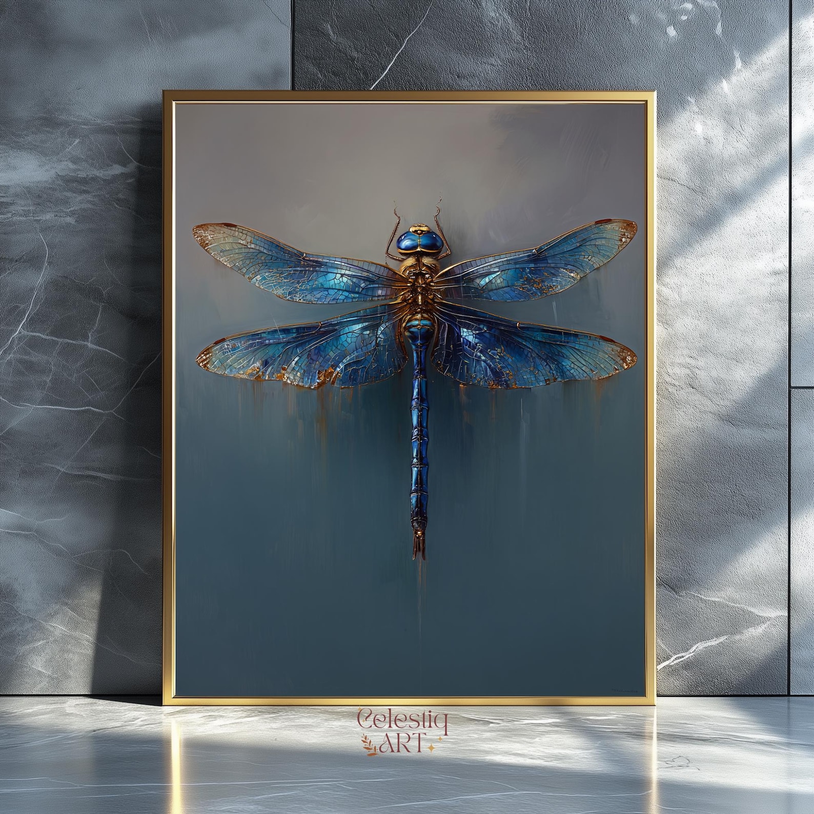 Blue Dragonfly Art Print: Vintage Insect Illustration Digital Download ...