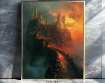 Gothic Dracula Schloss Art Print, Dark Academia Kathedrale (Digitaler Download)