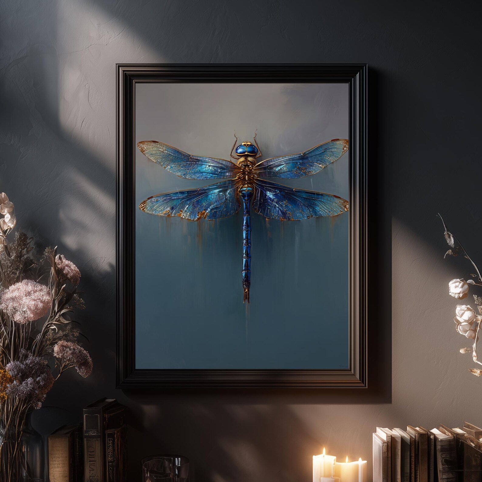 Blue Dragonfly Art Print: Vintage Insect Illustration Digital Download ...