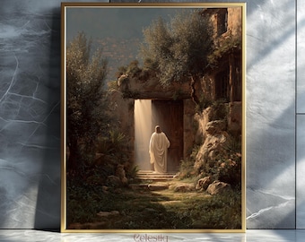 Jesus knackar konsttryck, religiös heminredning (digital nedladdning)