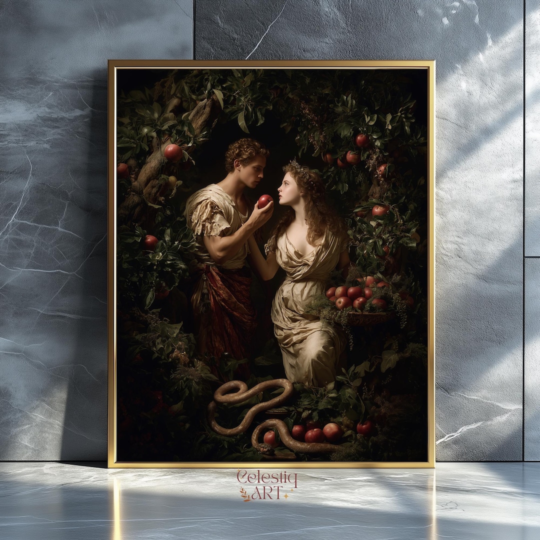 Adam and Eve Painting: Garden of Eden Biblical Art Digital Download - Etsy