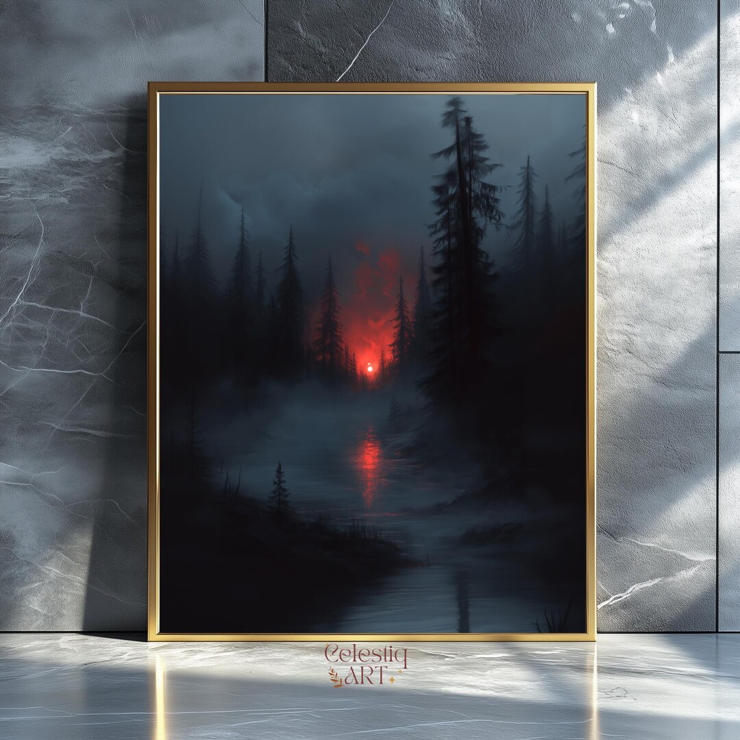 Dark Forest Abstract Wall Art, Dark Gothic Cottagecore Moody Spooky ...