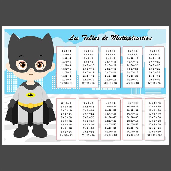 Articles similaires à BATMAN "Tables de Multiplication" (Garçon) Sous