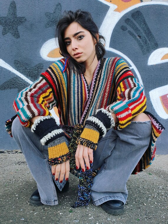 ZEA - Hand-Knitted Wool Coat with Crochet Details