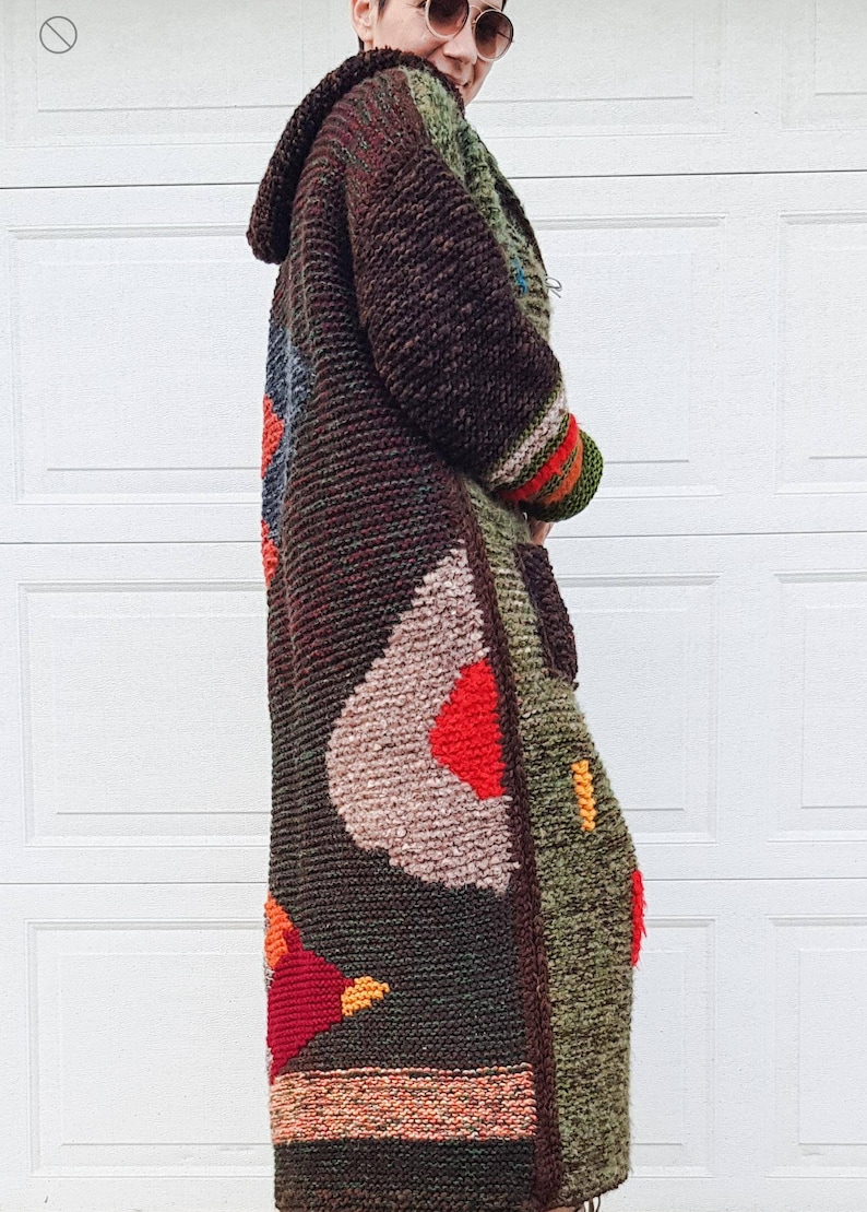 Long Hand Knit Unique Wool Coat - Etsy