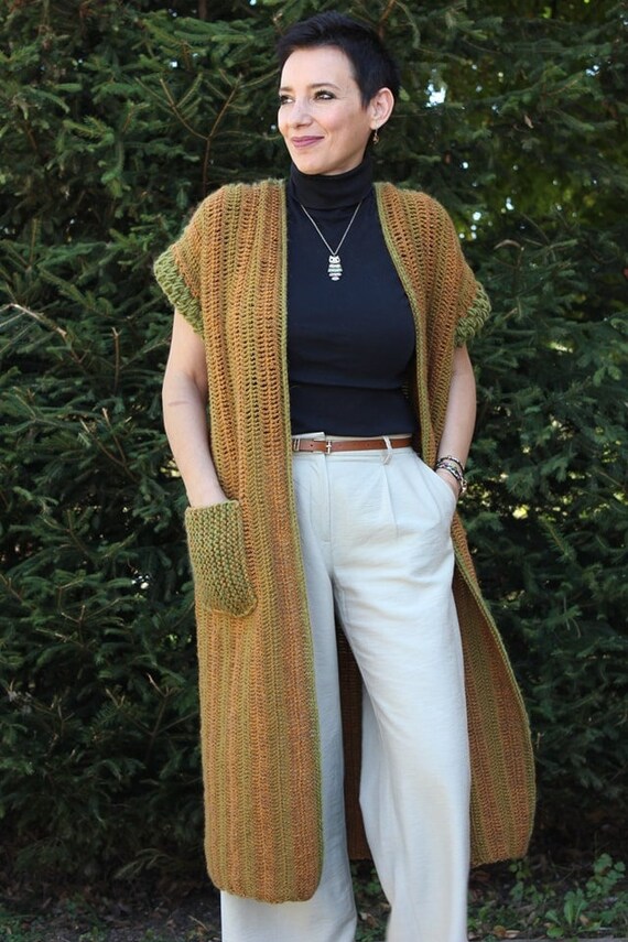 Wool handmade copper crochet waistcoat jacket
