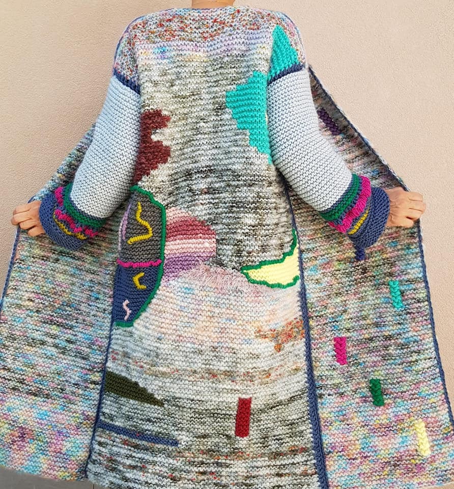 Long Hand Knit Unique Wool Coat Long Boho Knitted Wool Cardigan Etsy
