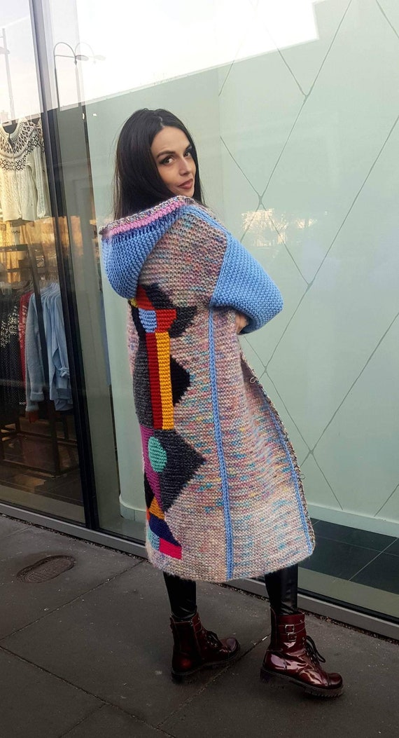 Long handknit ooak womem coat