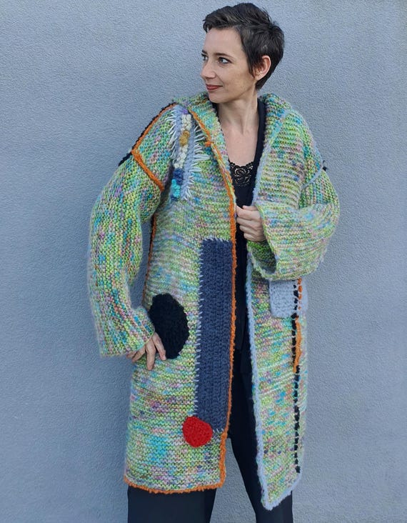 EVA - Long Hand-Knitted Boho Wool Coat
