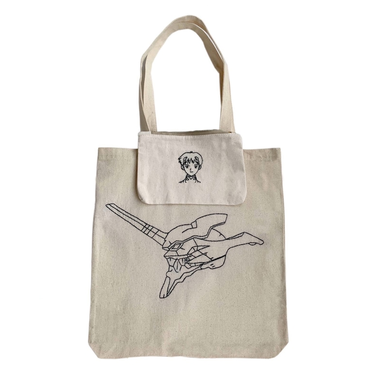 pencil case Hand embroidered tote bag