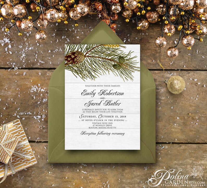 Winter Forest Wedding Invitation Printable Pine Tree Wedding - Etsy