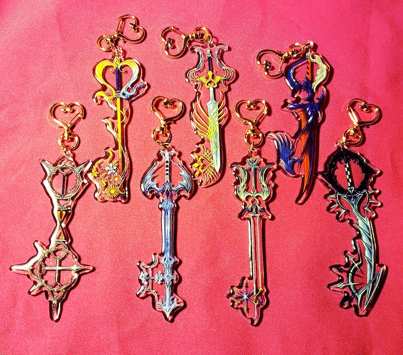 Kingdom Hearts Keyblade Acrylic Charms Keychain Etsy