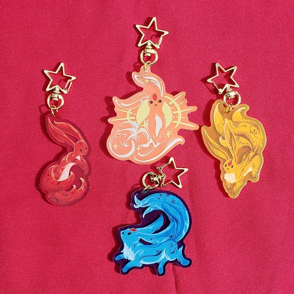 Charms acrílicos de colores Carbuncle de Final Fantasy XIV