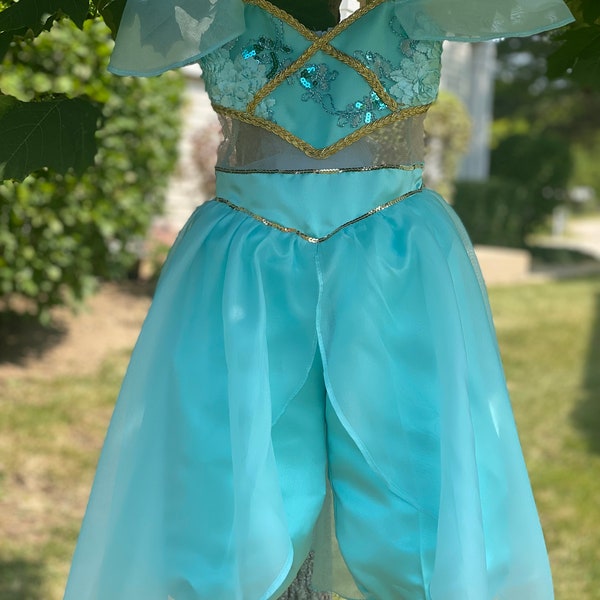 Robe de jasmin faite à la main- Robe de jasmin- Costume de jasmin- Princesse Disney- Costume d'Halloween- Fête de princesse- Aladin