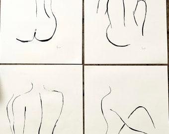 Charcoal Figure Drawing | Original 24x36 Woman Sketches | Elegant Nude Art | Classic Figurative Wall Decor | Fine Art Collection