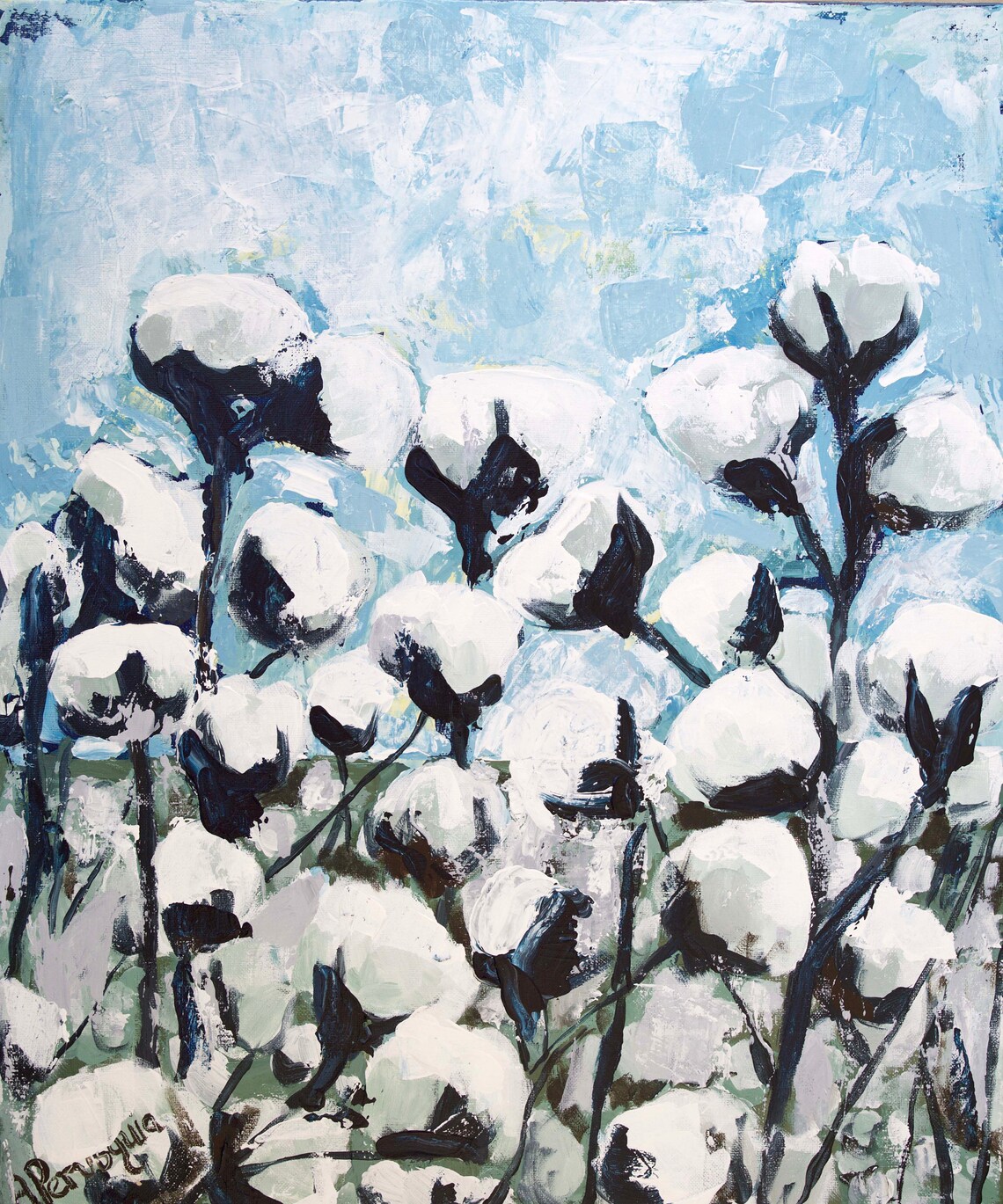 Cotton Field Print wall art print cotton field cotton art Etsy