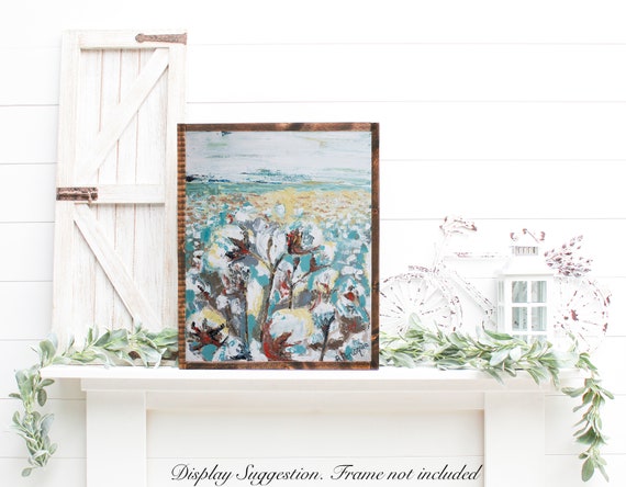 Art Print,Farmhouse wall art print, Cotton Field Print, Wall art, Cotton field painting, Farmhouse Decor, Rustic painting, gift for her