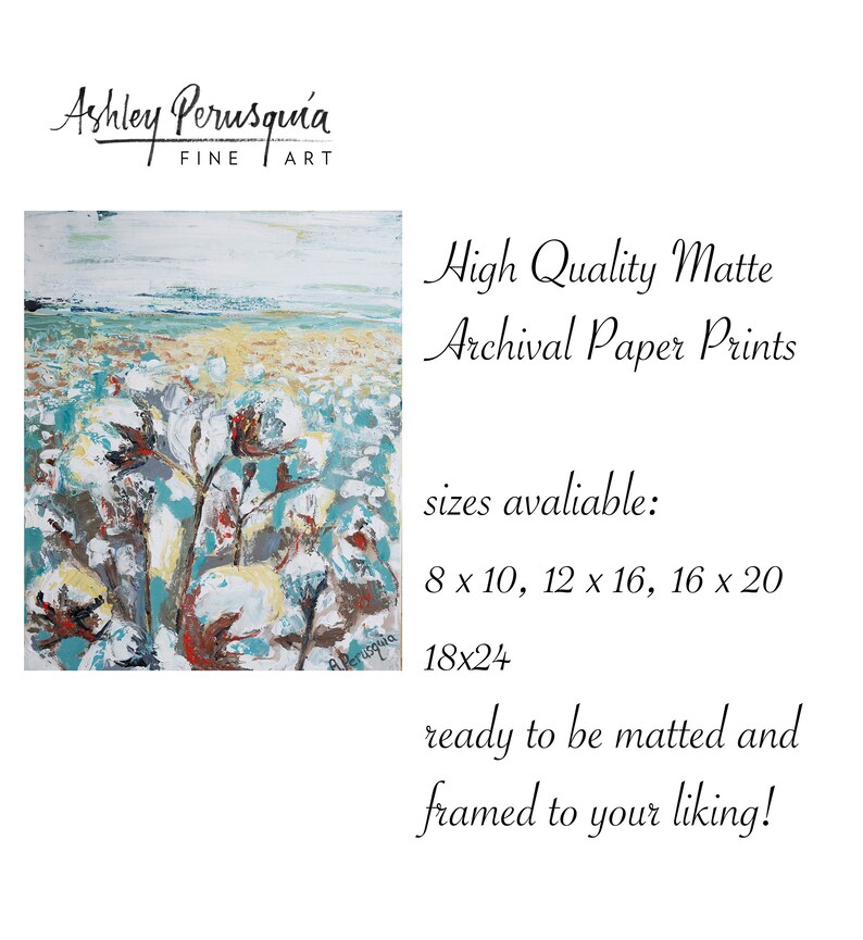 Art Print,Farmhouse wall art print, Cotton Field Print, Wall art, Cotton field painting, Farmhouse Decor, Rustic painting, gift for her image 4