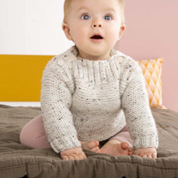 19 Pull layette hiver tout doux 3 à 24 mois : tricot fait main