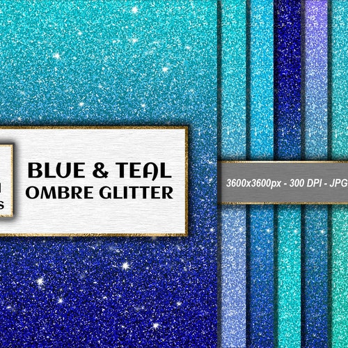 Blue Ombre Glitter Digital Papers Blue & Teal Papers - Etsy Australia