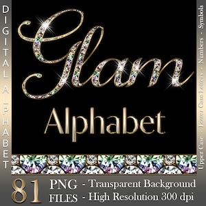 Diamanten in gold, Digitales Alphabet, Glam gold Clipart, Diamant Buchstaben, Sparkle Buchstabe, Zahlen, PNG Dateien, digitaler Download