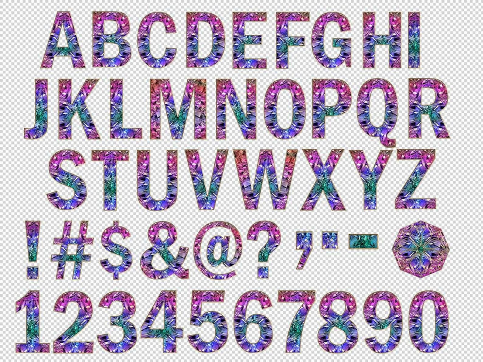 Gemstone Alphabet Clipart zirconia sparkle crystal Letters | Etsy