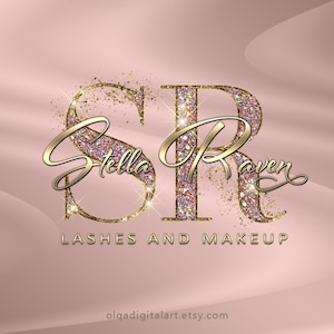 Vorgefertigtes Gold-Logo, Beauty-Logo, Pink Glitter, Sparkle-Logo, Luxus-Logo, Makeup-Logo, Haar-Logo, Boutique-Logo, Nägel-Logo, Lash-Logo
