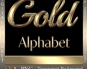 Liquid Gold Chrome Alphabet: Metallic PNG Letters (Digital Download)