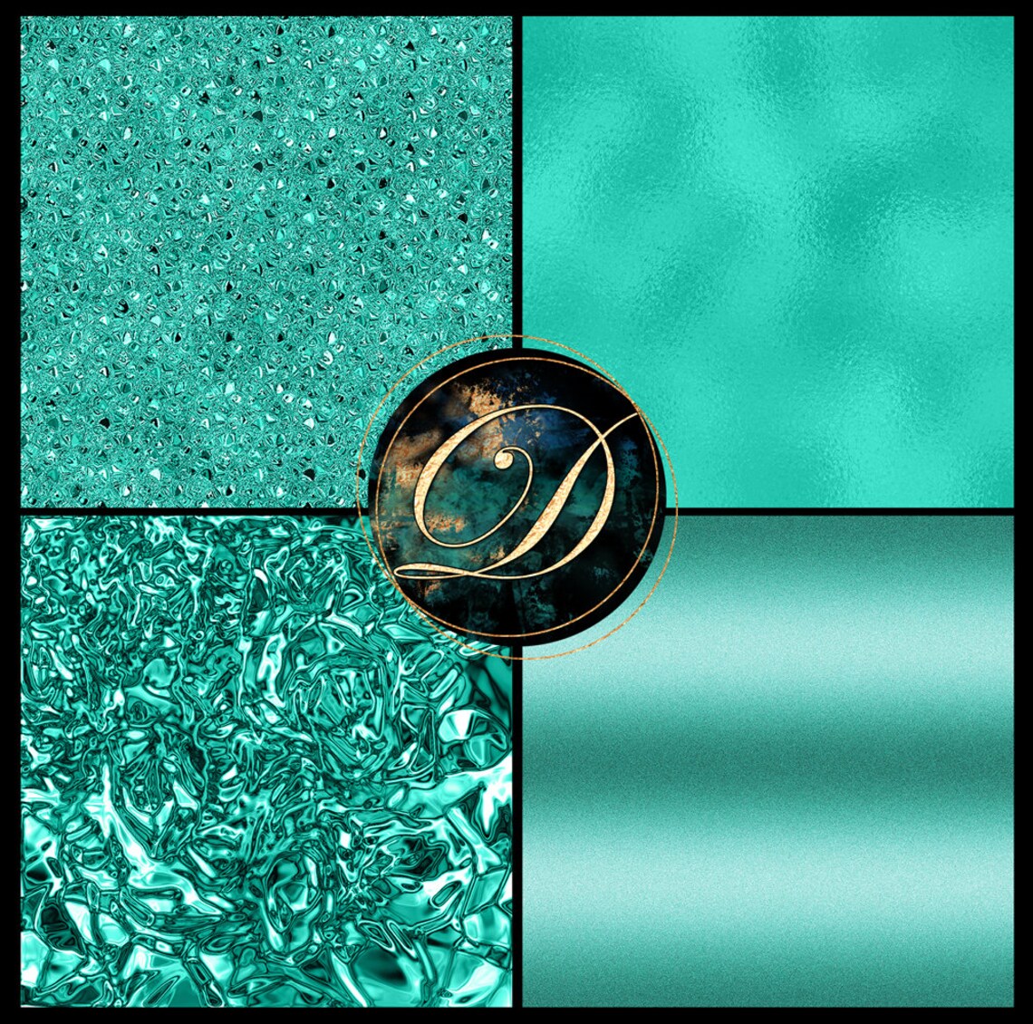 Metallic Digital Paper Teal Foil Crinkle Textured Metal Etsy