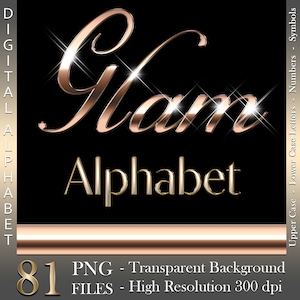 Chrome Cursive Alphabet Clipart, Rose Gold Alphabet, Rose Gold Metallic, PNG files, Glam Alphabet, Pink Alphabet, Digital download