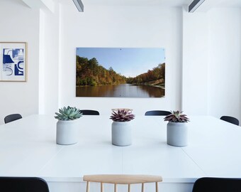 Impresión de fotografía de naturaleza, paisaje de campamento, Little Rock, follaje de otoño de Arkansas, decoración del hogar y la oficina, regalo de inauguración de la casa, arte de pared sereno