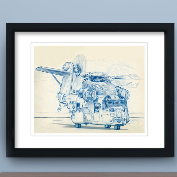 CH53K, CH53, Marine Helicopter Print, King Stallion, Transportation Art, Helicopter Decor, Pilot Gift, Man Cave Art, Big Boys Wall Art