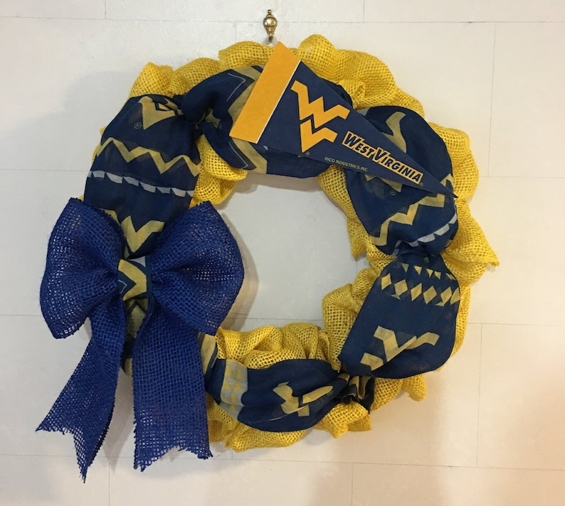 WVU Yellow Burlap Wreath
