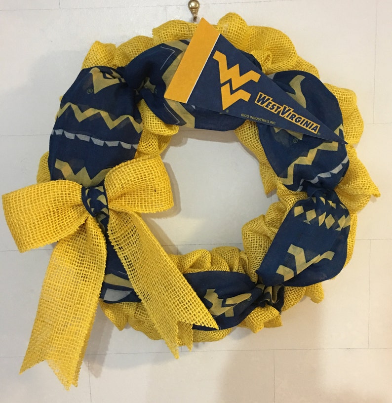 WVU Yellow Burlap Wreath