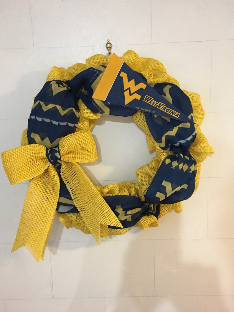 WVU Yellow Burlap Wreath