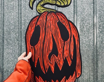 Jack-‘o-lantern Pumpkin Wood Carvings, little and big! - Ready to Ship! Gifts, stocking stuffers, creepsmas Yuletide halloween