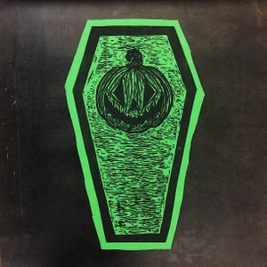 Pumpkin Coffin Back Patch - Slime Green