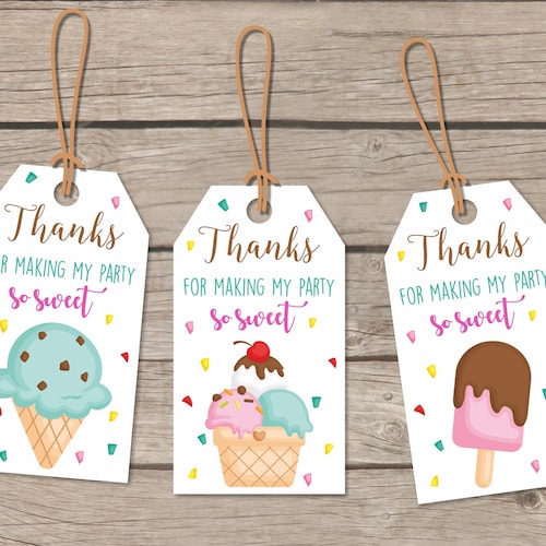 Instant Download Ice Cream Birthday Tags Printable Icecream - Etsy