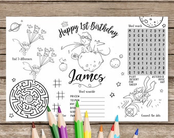 Printable Birthday Le Petit Prince Placemat, Kids Activity Table Mat, The Little Prince Coloring Sheets, Birthday Craft, Activity Page