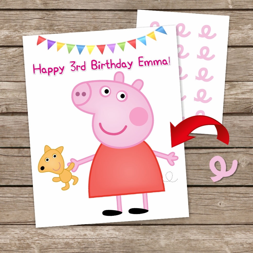 Digital Peppa the Pig Pin the Tail Game Peppa Printable Game | Etsy