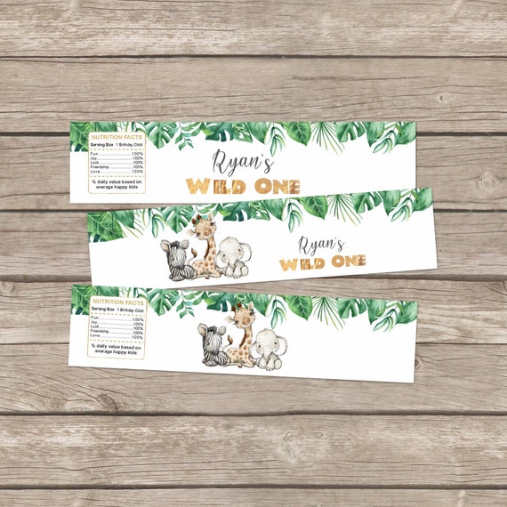Printable Safari Water Bottle Labels Wild One Birthday Party | Etsy