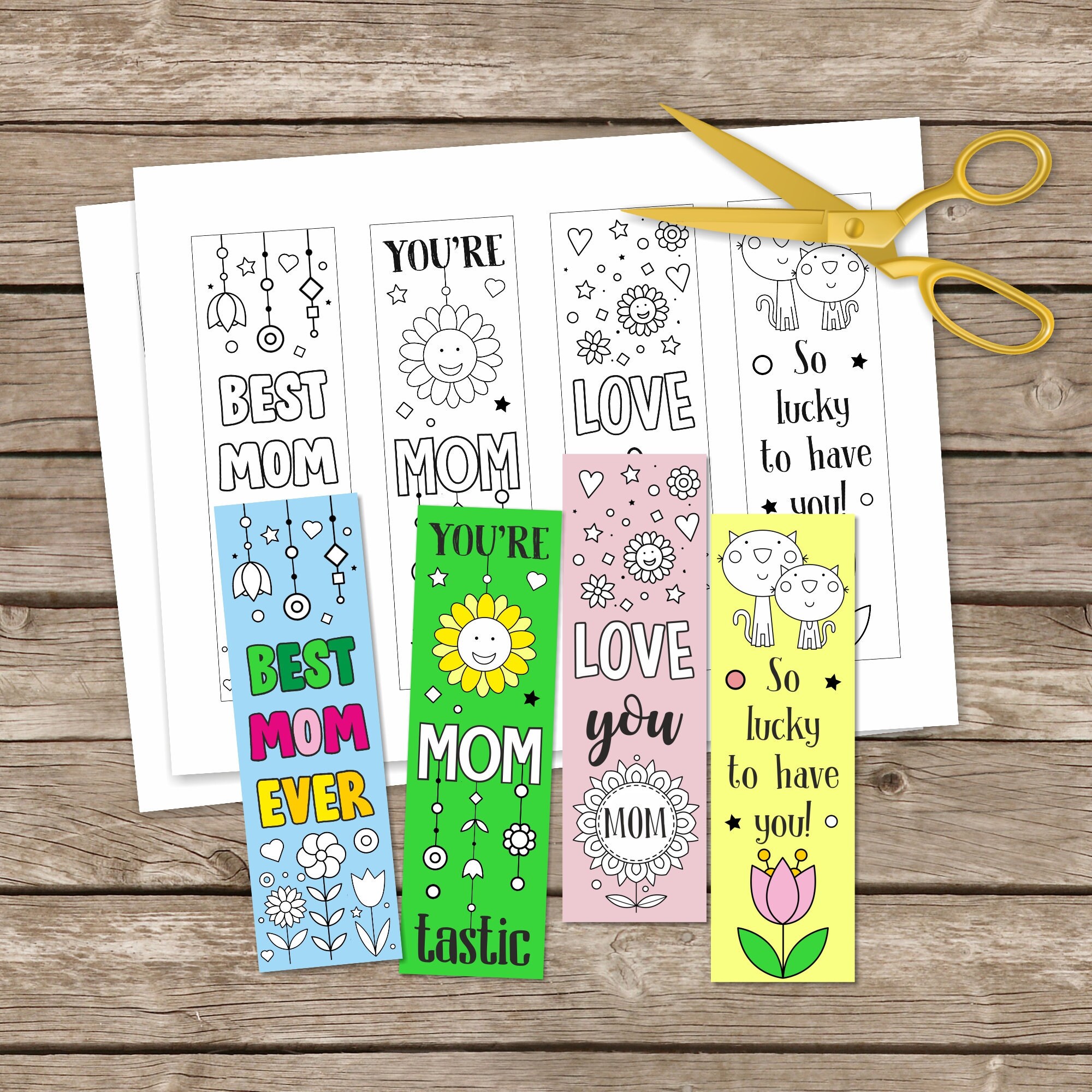 Mom Coloring Bookmarks set of 4 Coloring Pages Mothers Day Etsy Israel